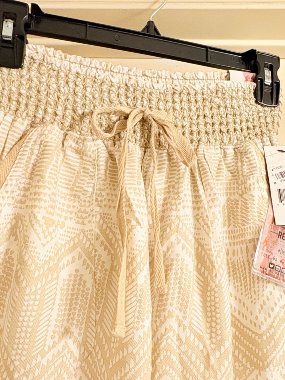 Rewash Cream Patterned Drawstring Joggers - Picture 5 of 9